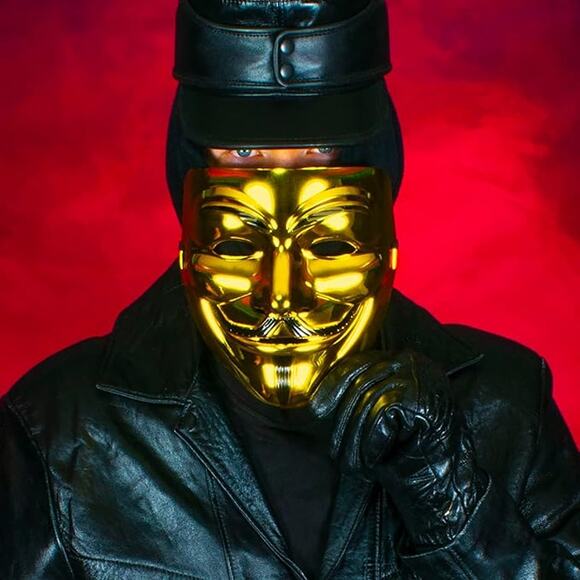 Guy Fawkes Mask Adult White V for Vendetta Anonymous Halloween Hacker Costume - Picture 6 of 7